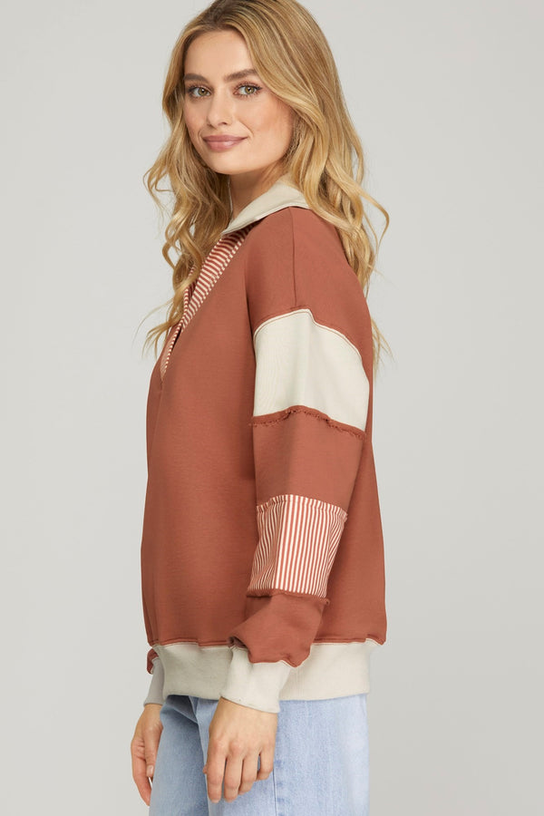 Color Block Sleeve French Terry Sweatshirt