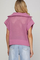 Collared Half-Zip Sweater - Mauve