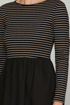 Striped Knit Top & Woven Skirt Combo Dress