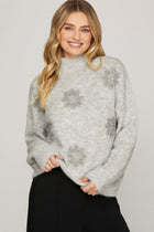 Mock Neck Snowflake Sweater