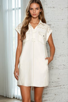 Stitch Detail Denim Dress - Off White
