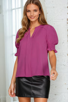 Smocked Sleeve Magenta Top