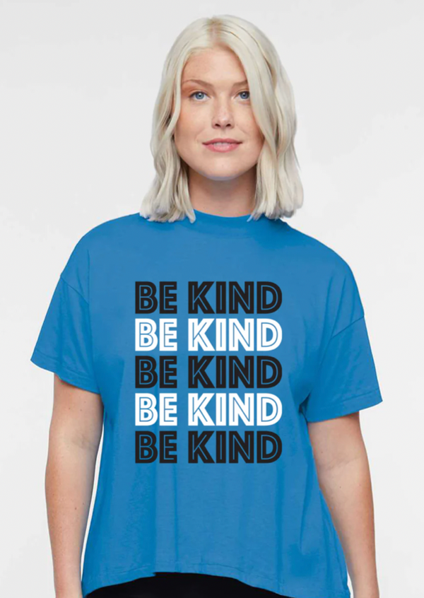 Be Kind Hi-Lo Tee-Blue