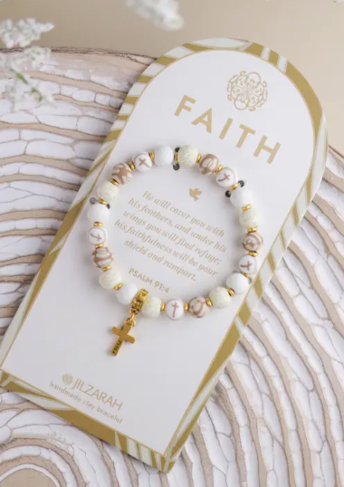 Faith Clay Bead Bracelet