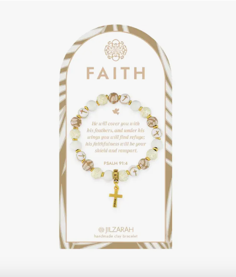 Faith Clay Bead Bracelet