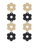 Metal Flower Drop Earrings - 2 Colors