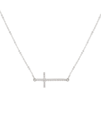 Crystal Sideways Cross Necklace - 2 Colors