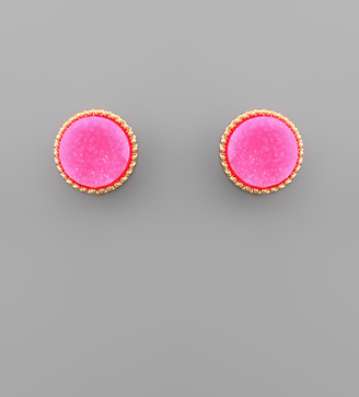 Druzy Disk Earrings - 4 Colors