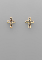 Mini Crystal Cross Earrings  - 2 Colors