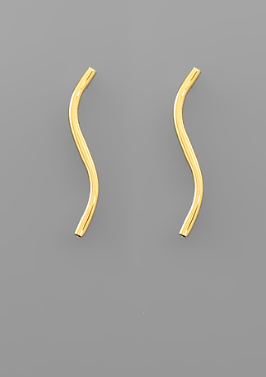 Wavy Tube Earrings - Gold
