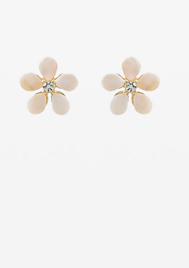 Pave Shell Flower Earrings