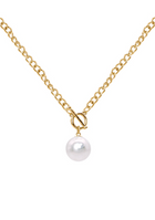 Pearl Drop Curb Chain Necklace