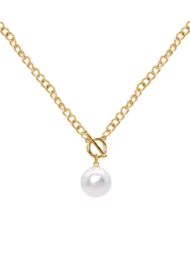 Pearl Drop Curb Chain Necklace