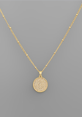 Pearl Bead Round Pendant Necklace