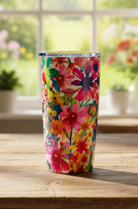 Stainless Steel Tumbler - Water Color Floral
