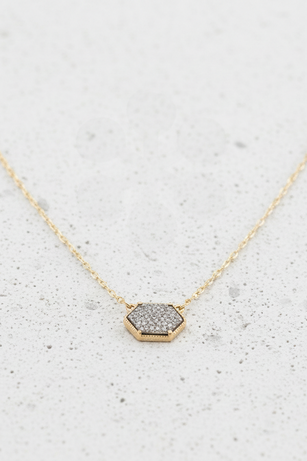 Druzy Hexagon Necklace - 5 Colors