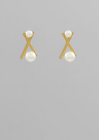 Double Pearl Criss Cross Earrings