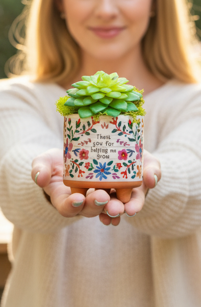 Mini Artisan Planter - Thank You For Helping Me Grow