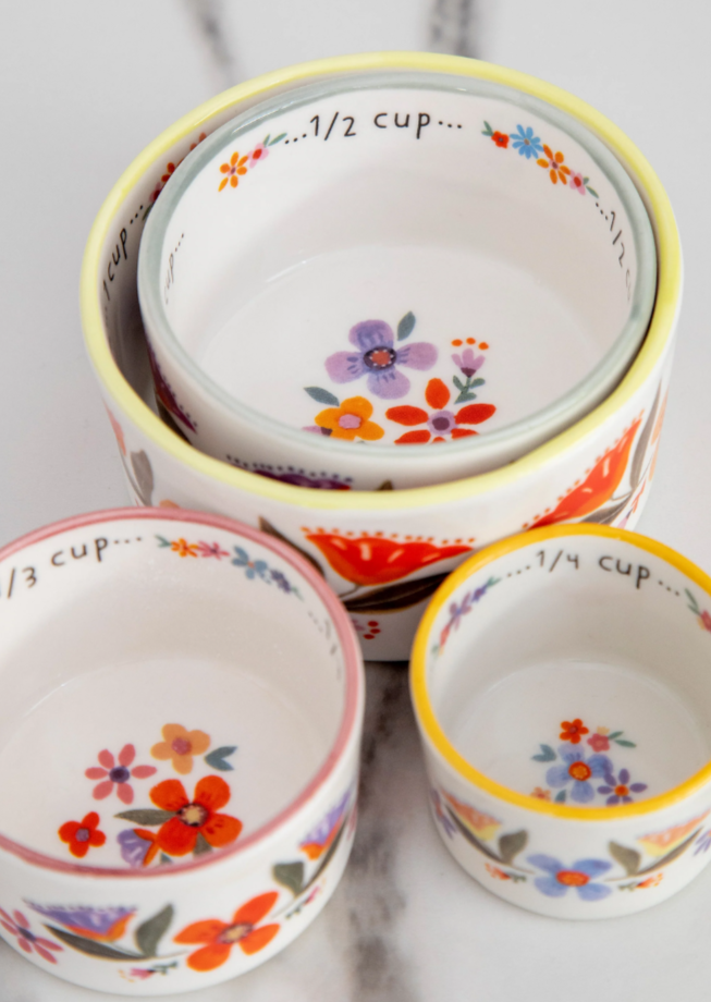 Nesting Measuring Cups - Rainbow Floral
