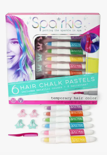 Hair Chalk Pastels and Barrettes Set