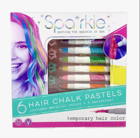 Hair Chalk Pastels and Barrettes Set