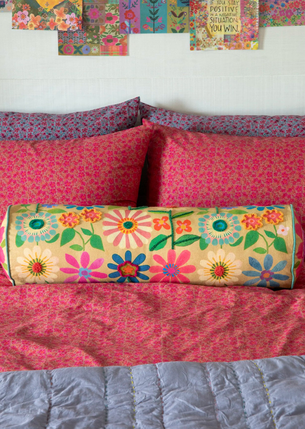 Bolster Pillow -Folk Floral