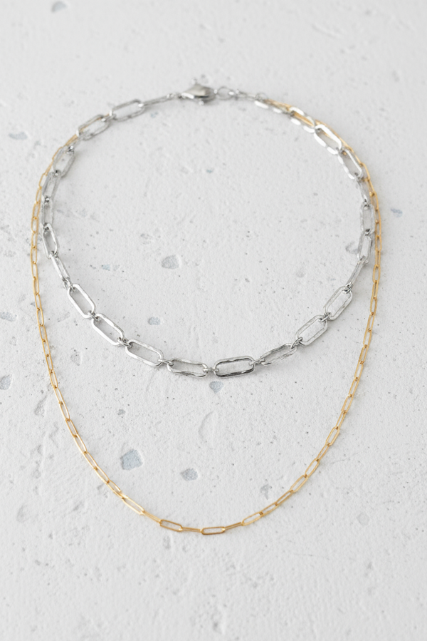 Paper Clip Mixed Metal Necklace