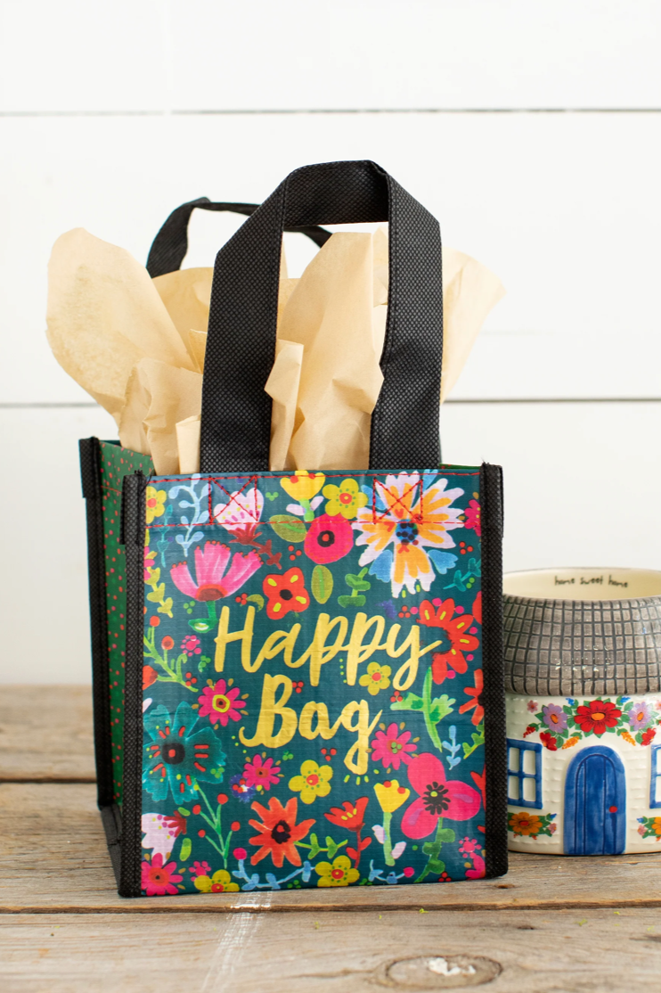 Reusable Small Happy Bag - Teal Gold