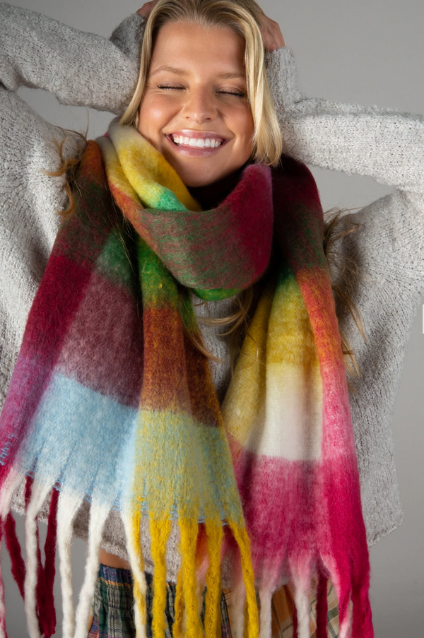 Cozy Scarf - Bright Multi Plaid