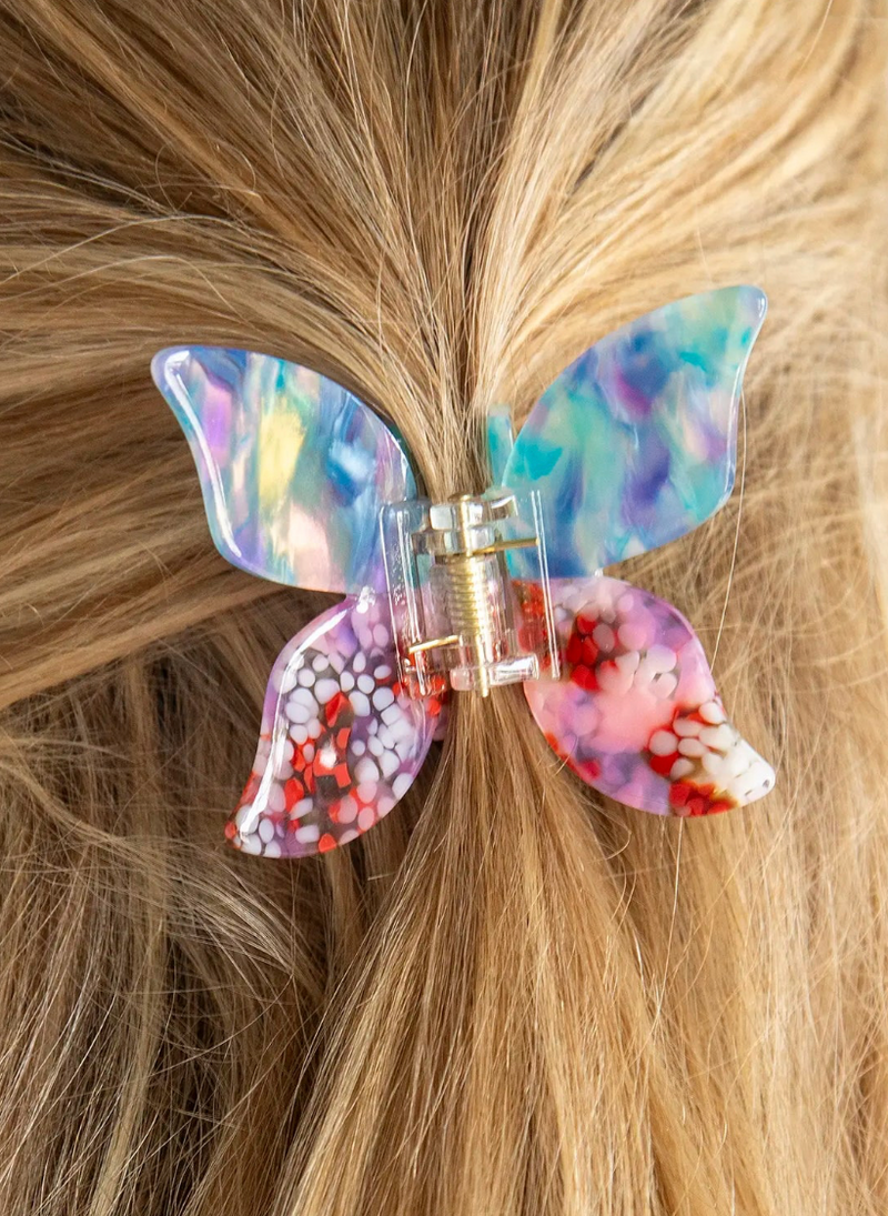 Small Marble Butterfly Claw Clip