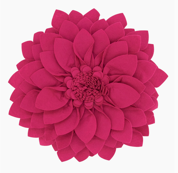 Felt Flower Pillow - Fuchsia 13"