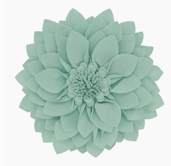 Felt Flower Pillow - Lt Aqua 13"