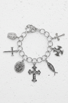 Cross Multi Charm Bracelet - Silver