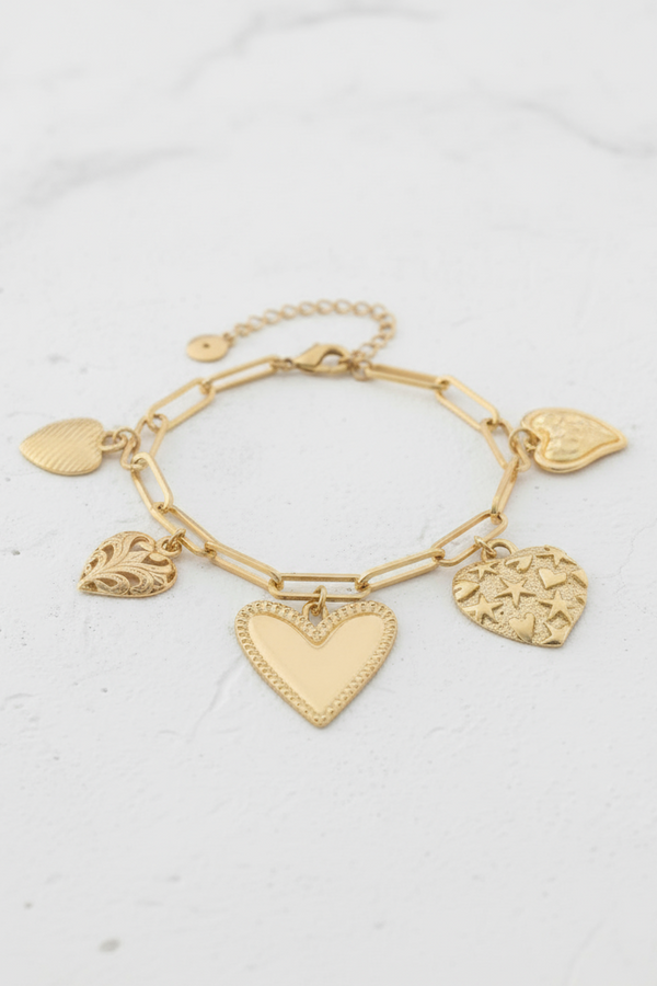 Heart & Multi Charm Bracelet