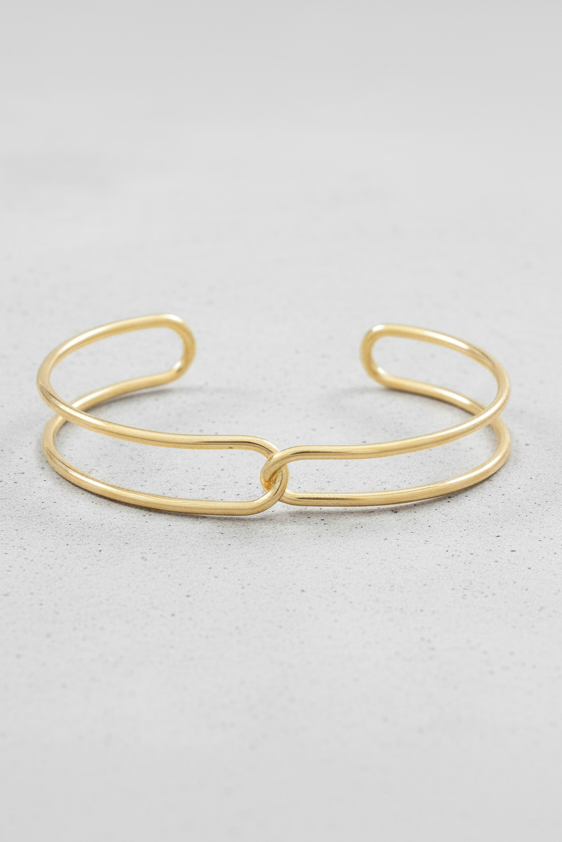 Wire Crossed Cuff Bracelet - Gold