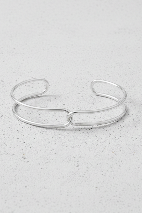 Wire Crossed Cuff Bracelet - Silver