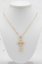 Pave Pearl Cross Pendant Necklace