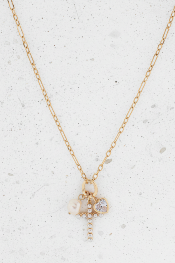 Pearl Cross Pendant Necklace