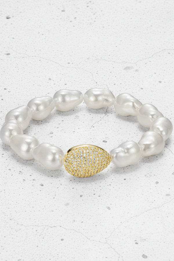 CZ Teardrop & Pearl Bracelet
