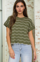 Scalloped Stripe Sweater