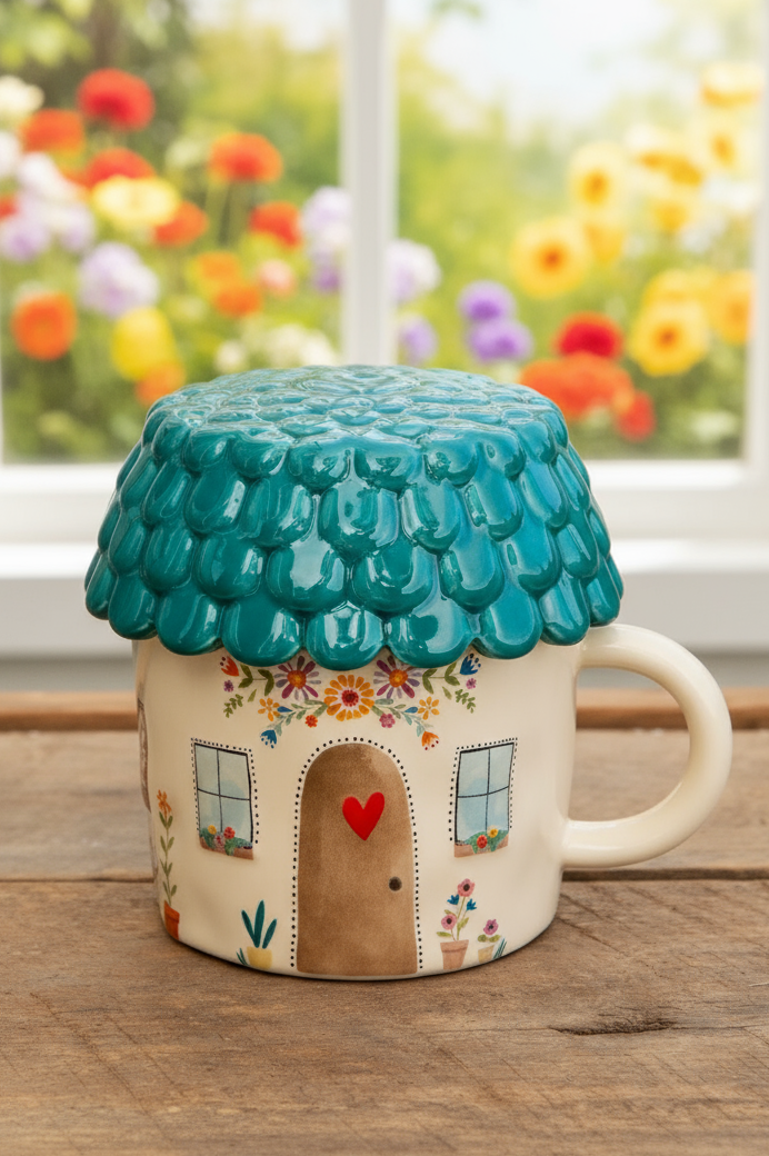 Lidded Mug - Cozy Cottage