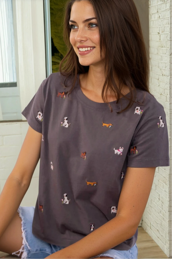 Embroidered Tee - Dogs