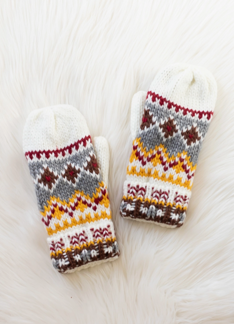 White/Red/Gold Mittens