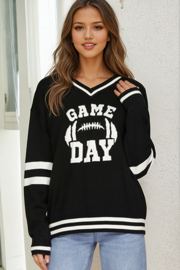 Game Day Varsity Sweater Top
