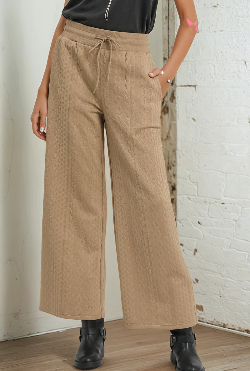 Cable Knit Wide Leg Pants
