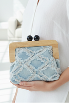 Denim & Wood Clutch