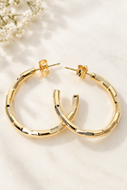Textured Hoop Earrings - Gold