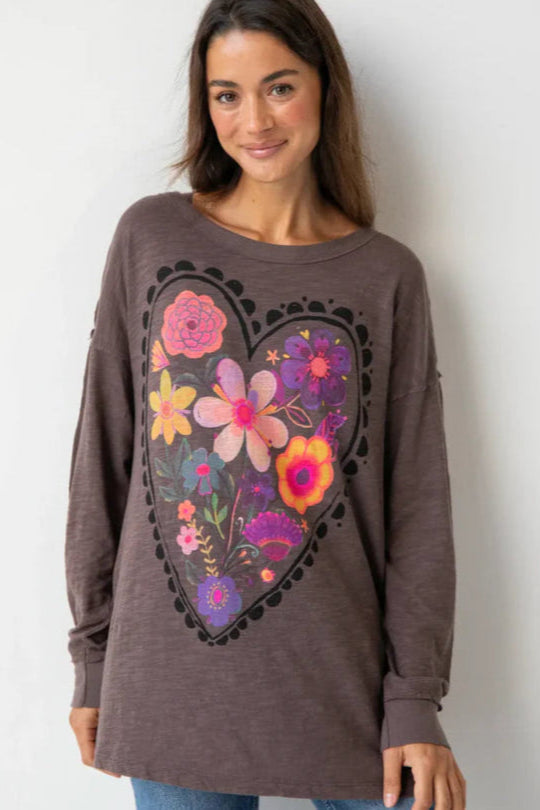 Floral Heart Long Sleeve Tee