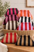 Wide Stripe Cosmetic Bag - 9 Colors
