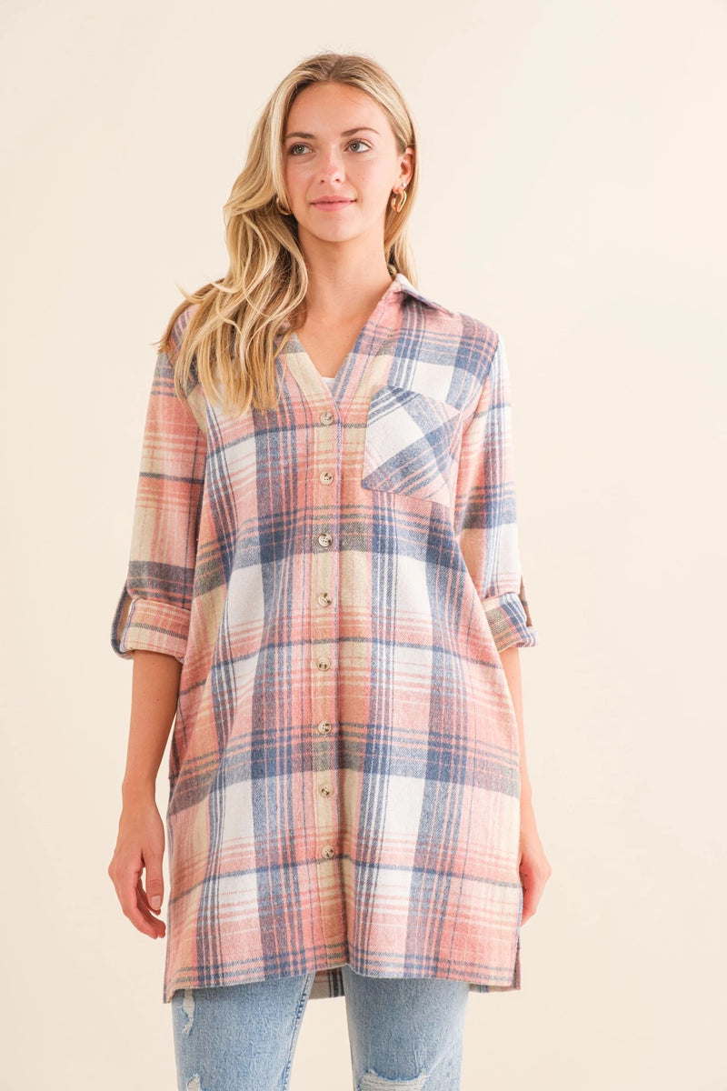 Pink Plaid Shacket